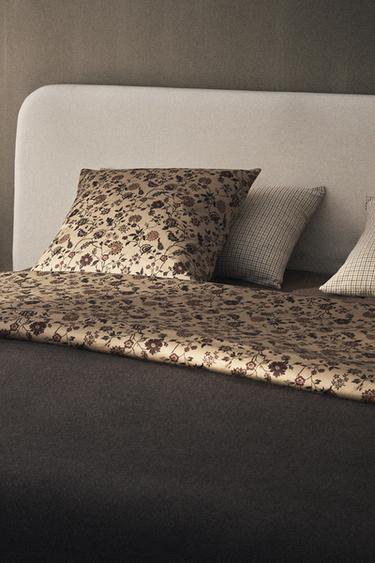 FLORAL PRINT SATEEN DUVET COVER - Beige by Zara - Image 5