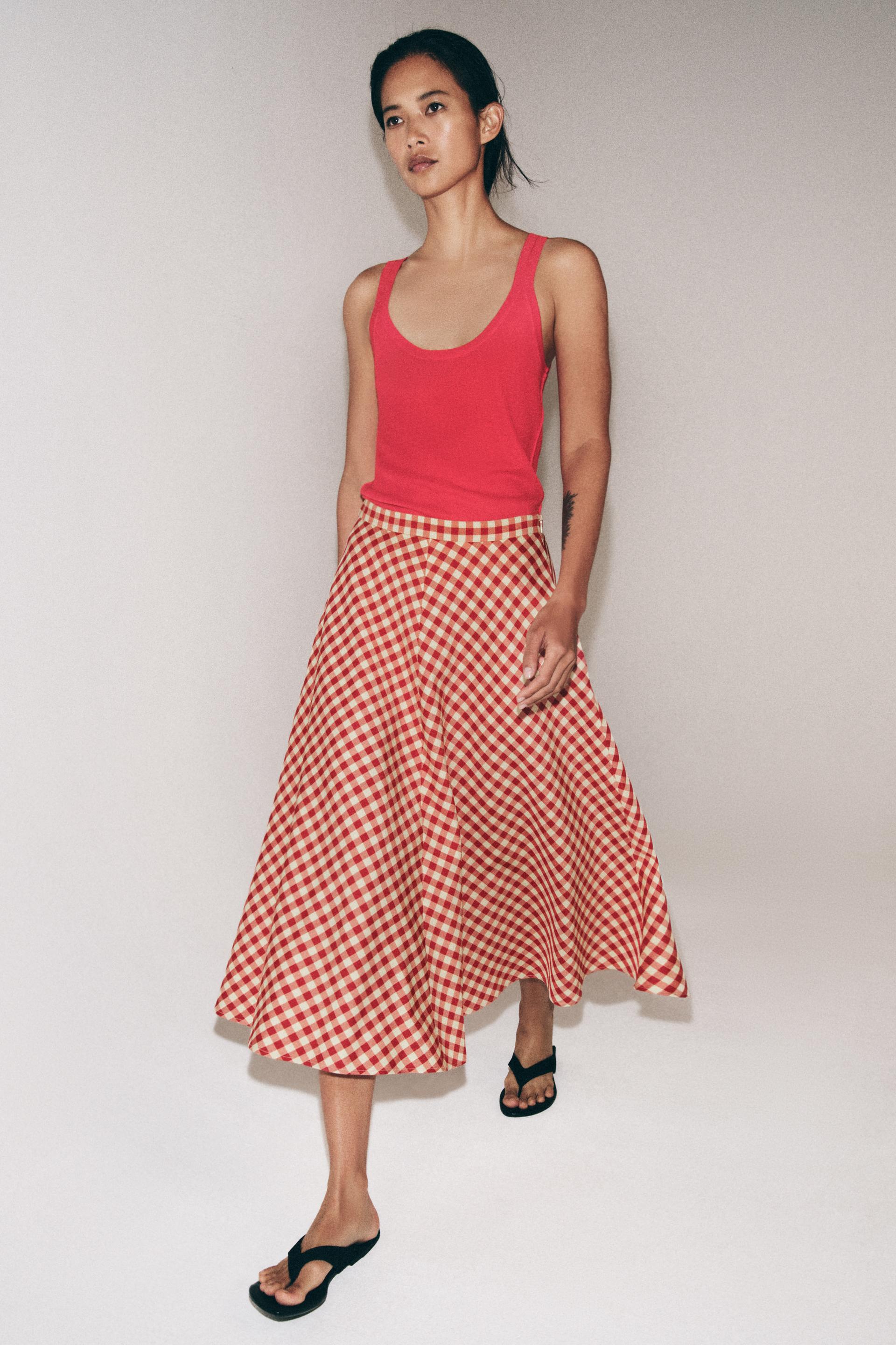 ZARA ZW COLLECTION PLAID CAPE SKIRT