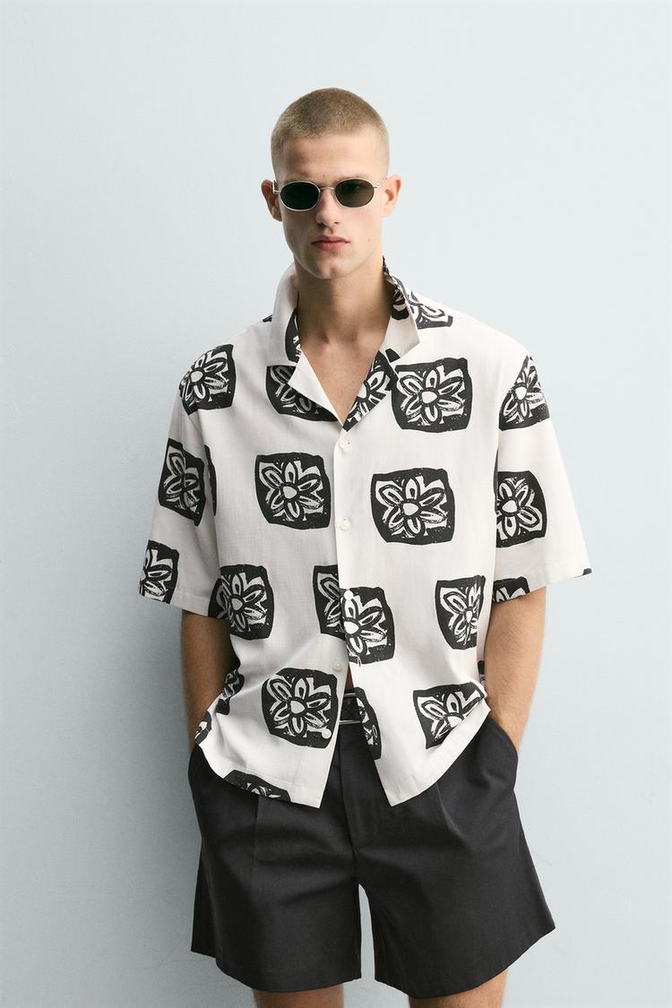 ZARA CONTRAST PRINT RELAXED FIT SHIRT