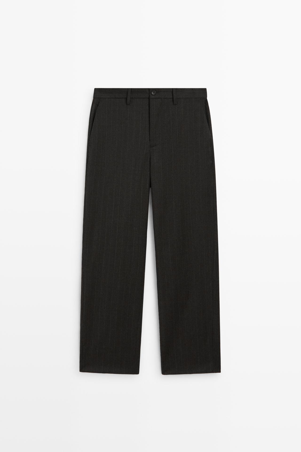 100% wool striped pants — Brown