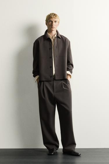 RELAXED FIT BUKSER MED LÆG - taupe brun fra Zara
