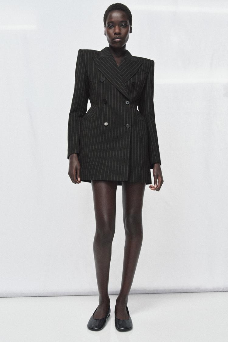 ZARA ZW COLLECTION PINSTRIPE BLAZER DRESS