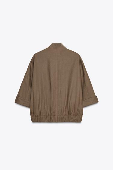 VESTE MANCHES LARGES EN LIN - Marron clair de Zara - Image 6