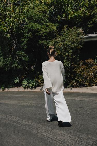 OVERSIZED KNITTED T-SHIRT - Ecru by Zara