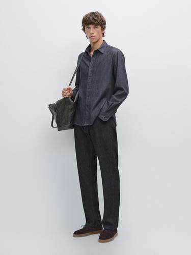 Zara Heavy weight denim shirt - Blue - Image 0