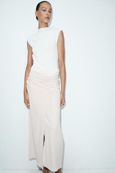 DRAPED MIDI SKIRT - Ecru by Zara