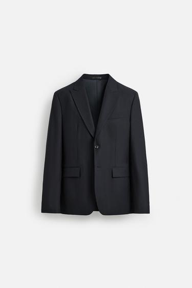 HERRINGBONE SUIT BLAZER - Navy blue by Zara