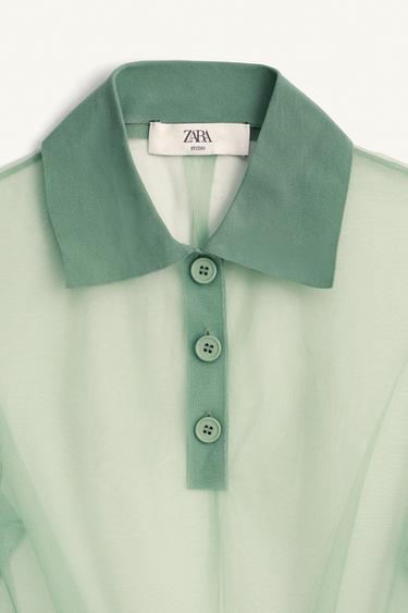 POLO EN MAILLE SEMI-TRANSPARENTE ÉDITION LIMITÉE - Vert d'eau de Zara - Image 8