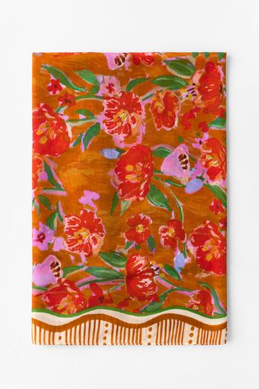 WATERCOLOUR MODAL SILK SCARF - Orange by Zara