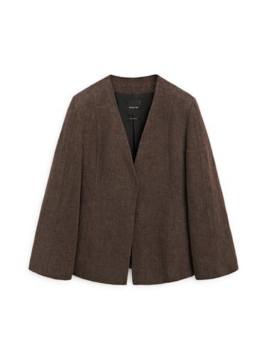 Americana sin solapa lino - Marrón de Zara