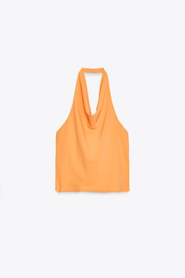 SATIN HALTER TOP - Orange by Zara - Image 6