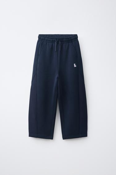 Zara SPORTY BARREL PANTS - Navy blue