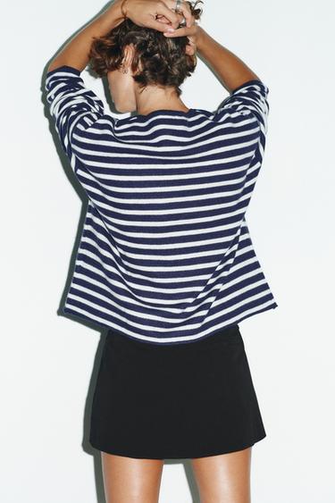 PULL EN MAILLE À RAYURES 100% LAINE - rayures de Zara - Image 4