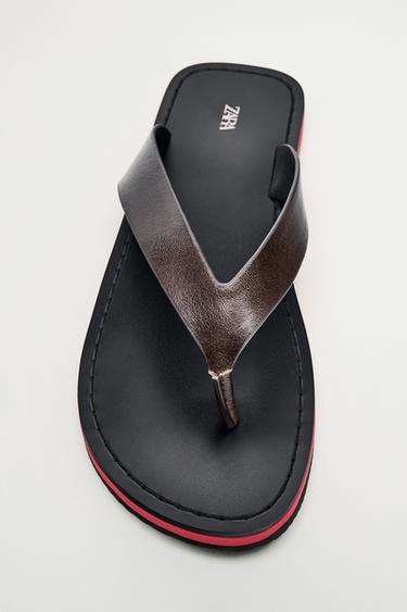 SANDALIA PLANA PIEL - Multicolor de Zara