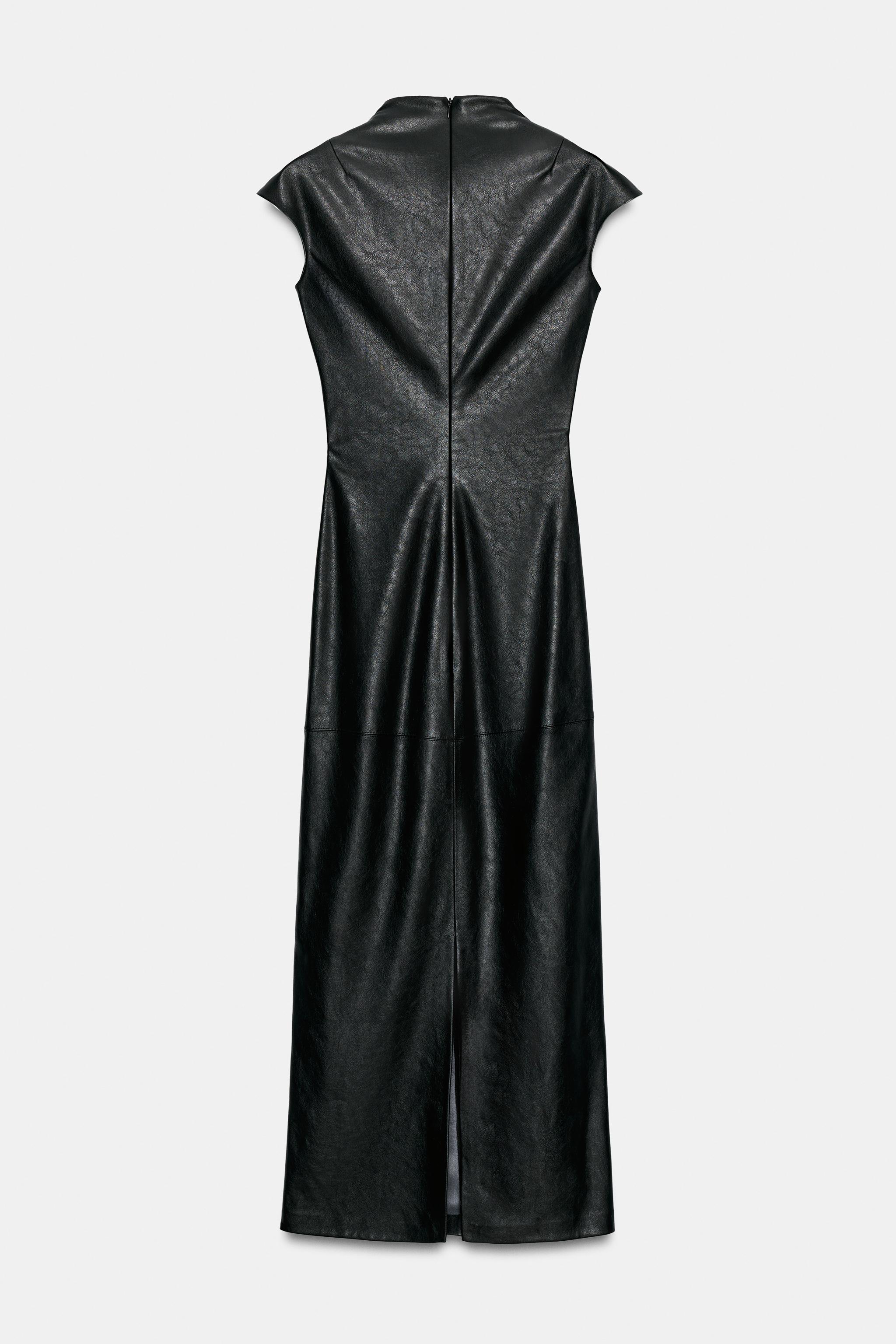 FAUX LEATHER MIDI DRESS