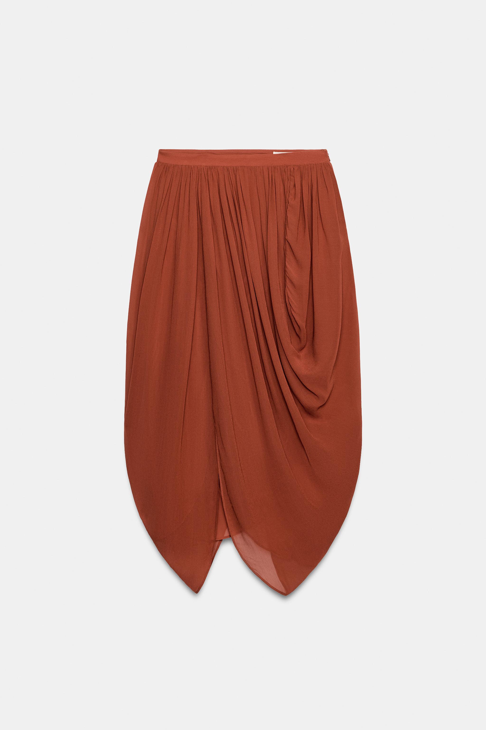 JUPE MIDI DRAPÉE ASYMÉTRIQUE ZW COLLECTION