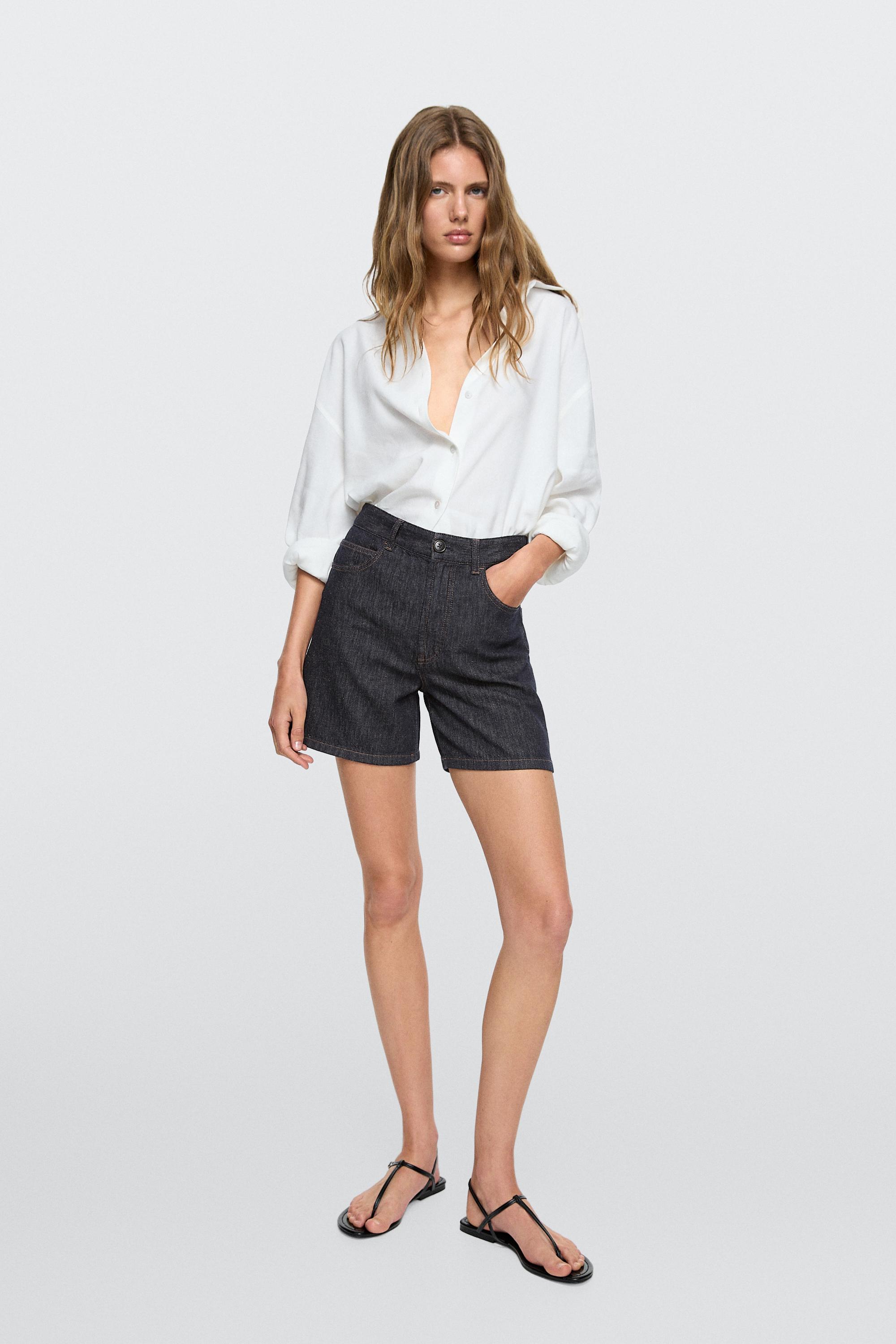 Bermuda en denim taille moyenne total look