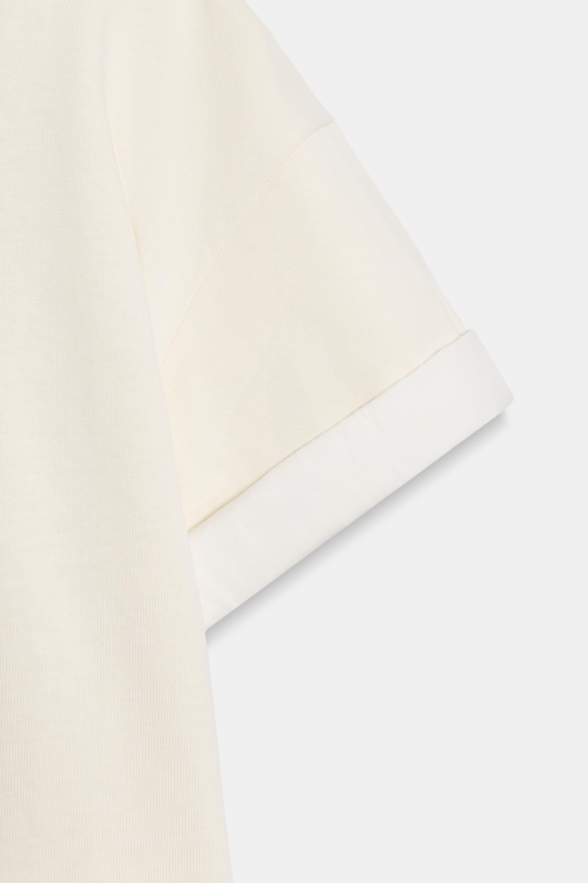 Zara HEAVY COTTON KISA KOLLU T-SHIRT görsel 7