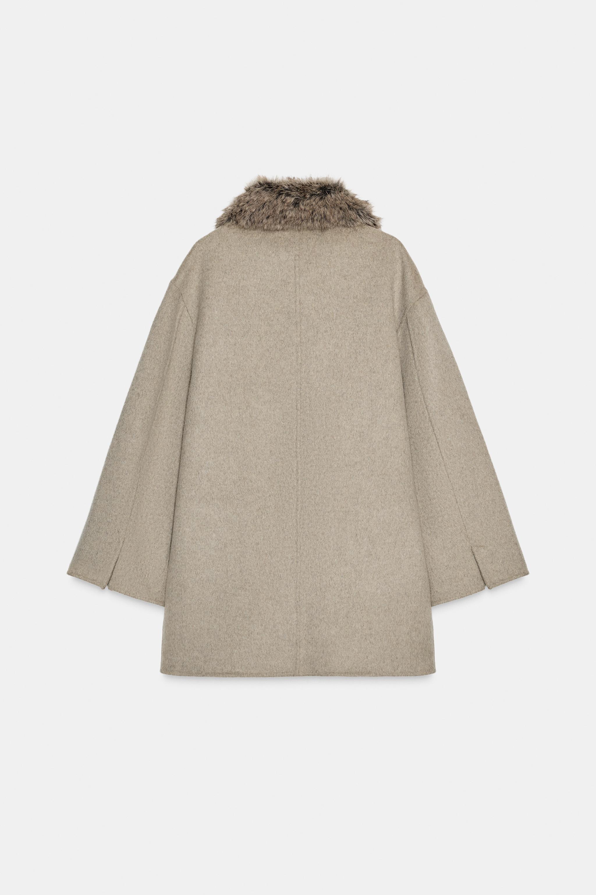 WOOL BLEND COAT WITH FAUX FUR COLLAR ZW COLLECTION