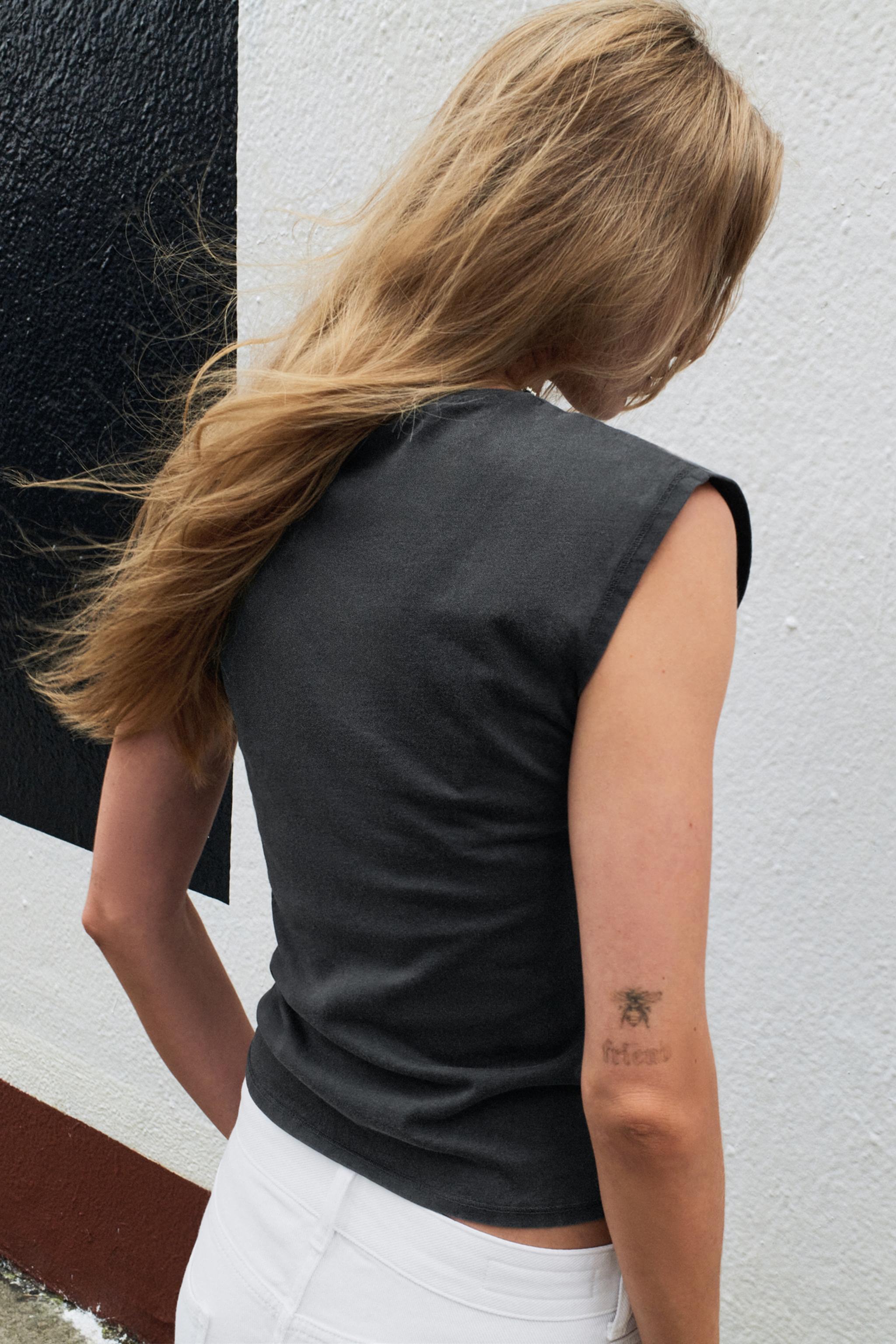 Zara WASHED EFFECT JEWEL T-SHIRT — фото 5