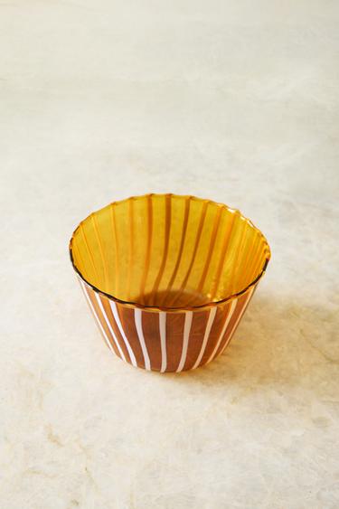 STRIPED BOROSILICATE BOWL - Orange by Zara
