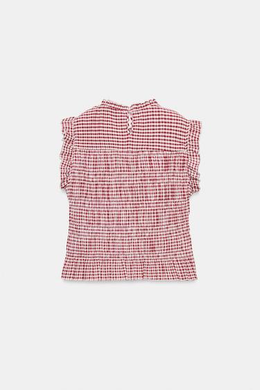 TOP NID D'ABEILLE À CARREAUX VICHY - Écru / Grenat de Zara - Image 6