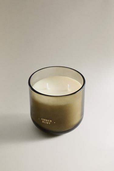 (400 G) AMBER RUBY SCENTED CANDLE - Grey / Blue by Zara - Image 1