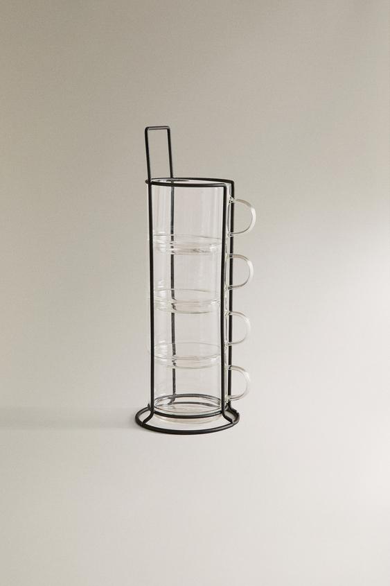 BOROSILICATE GLASS CUP TOWER (SET OF 4)