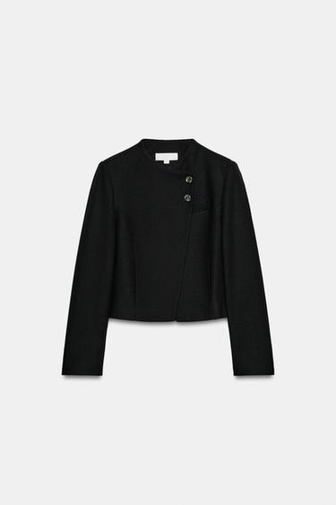 SHORT DOUBLE-BREASTED BLAZER - Black by Zara - Image 6