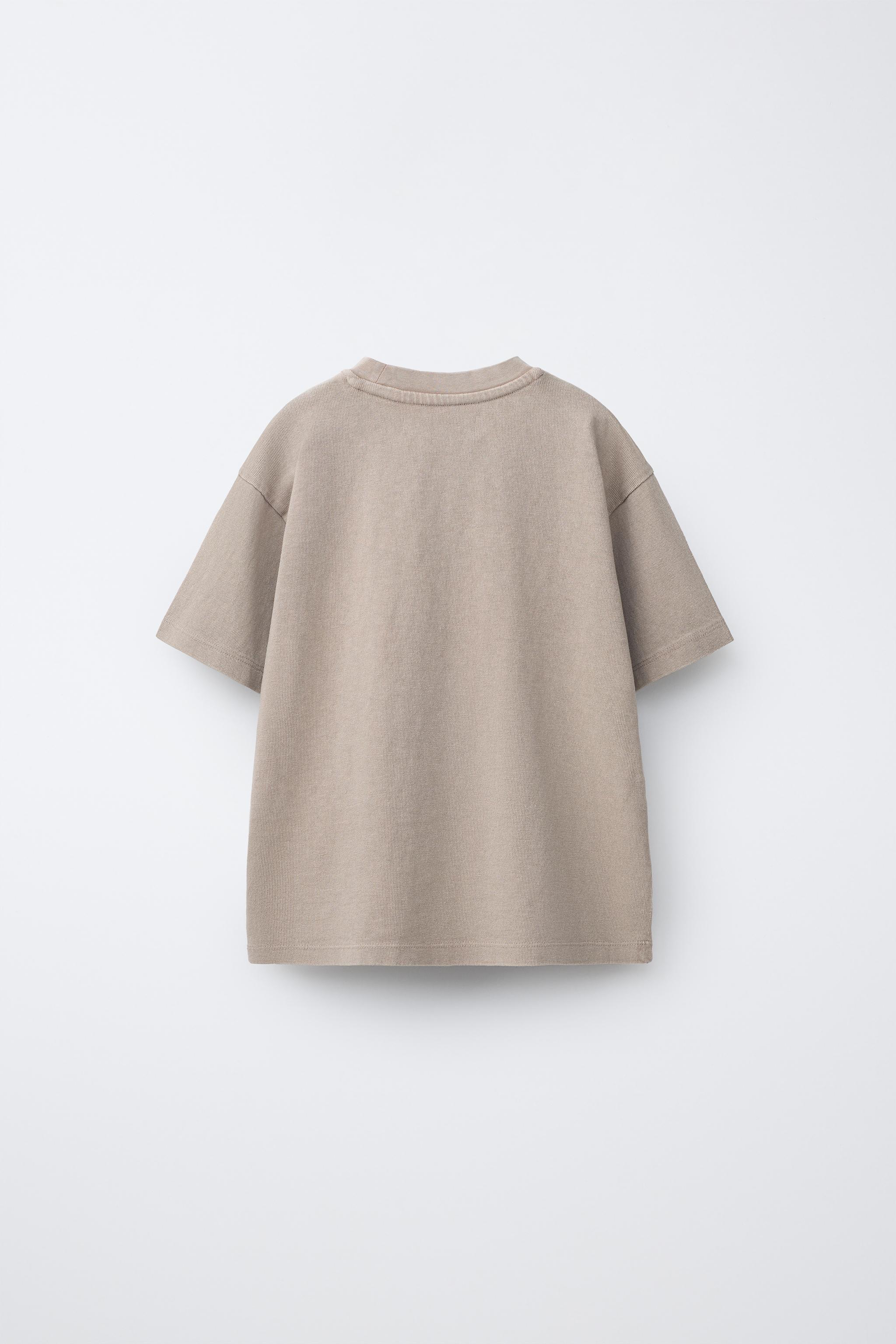 PLAIN GARMENT DYED T-SHIRT AND SHORTS SET - taupe brown | ZARA