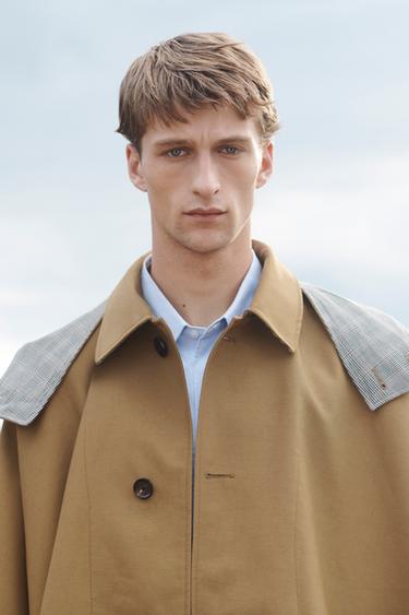 CONTRAST CHECK WATER-REPELLENT PONCHO LIMITED EDITION - Beige by Zara - Image 3