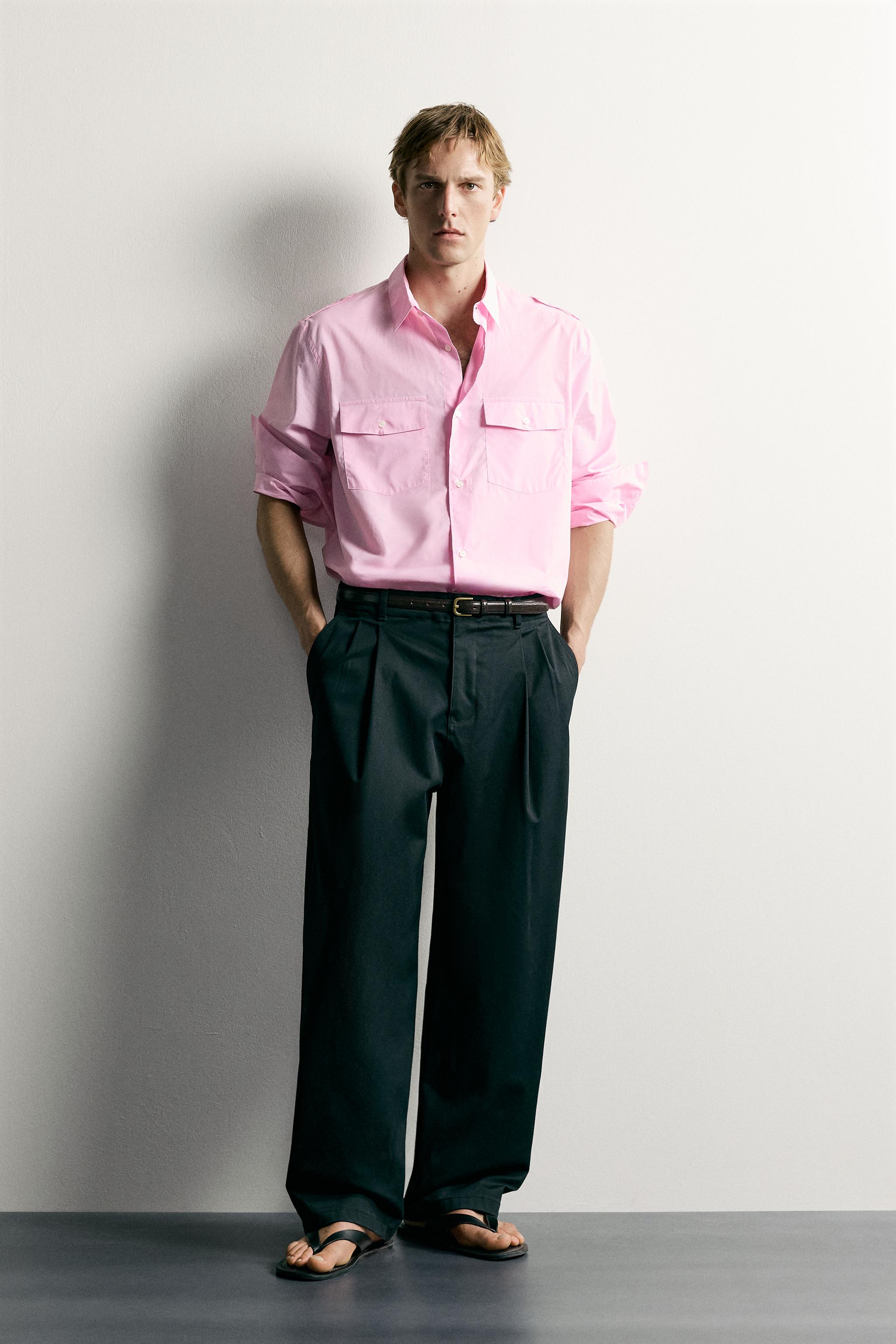 Мужские рубашки Zara RELAXED FIT TAB DETAIL SHIRT