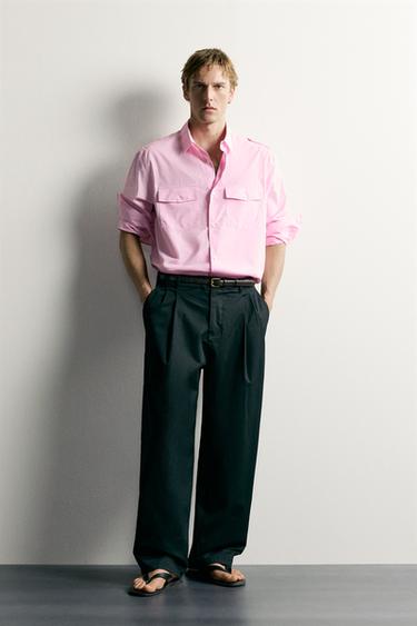 RELAXED FIT SHIRT WITH TABS - Pink by Zara - Image 0