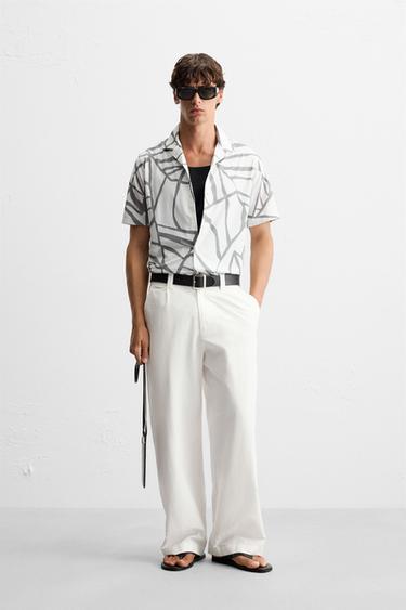 CHEMISE ÉLASTIQUE À IMPRIMÉ ABSTRAIT - Blanc de Zara