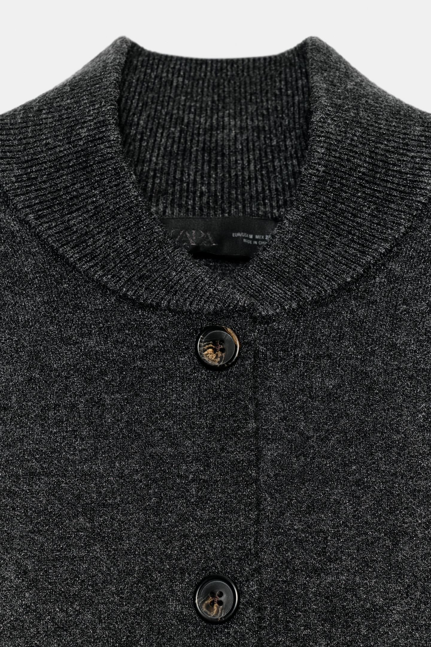 Женская куртка Zara Knit Bomber, цвет: Антрацитовый серый — фото 9