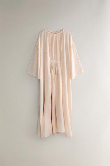 PLEATED SATEEN DRESSING GOWN - Pale pink by Zara - Image 5