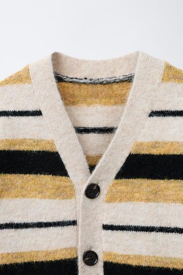 STRIPED KNIT CARDIGAN - Sand / Black by Zara - Image 2