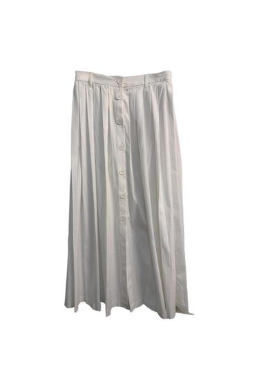 WHITE BUTTON DOWN PLEATED SKIRT