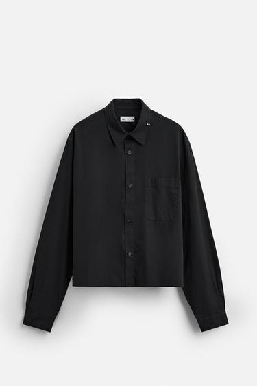 CROPPED FIT PIERCING SHIRT - Black by Zara