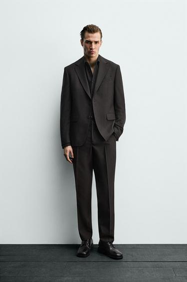 HOUNDSTOOTH SUIT BLAZER - Dark brown by Zara