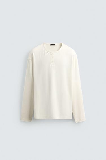 STRIPED COMBINED HENLEY PYJAMA SET - Ecru / Blue by Zara