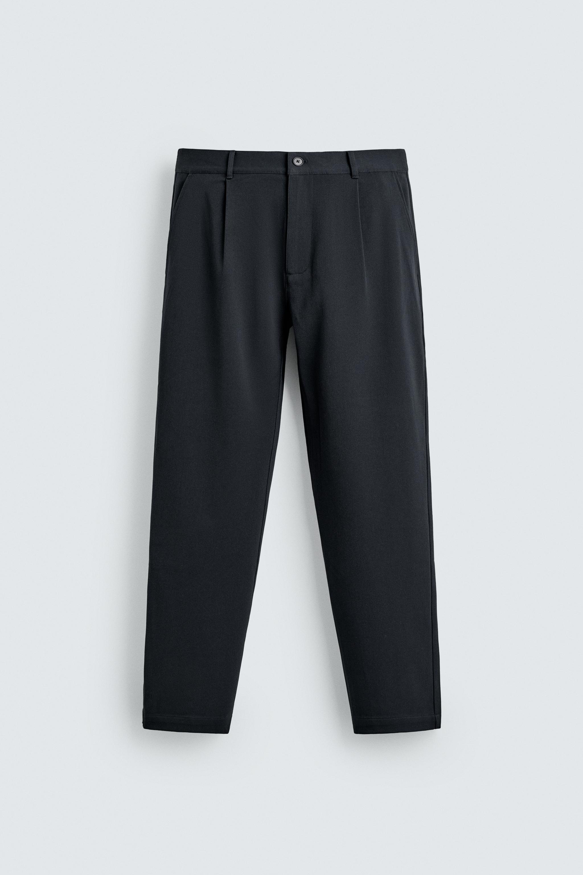 COMFORT STRAIGHT-LEG TROUSERS — Navy blue