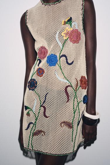 ZW COLLECTION FLORAL EMBROIDERED CROCHET DRESS - Multicoloured by Zara - Image 4