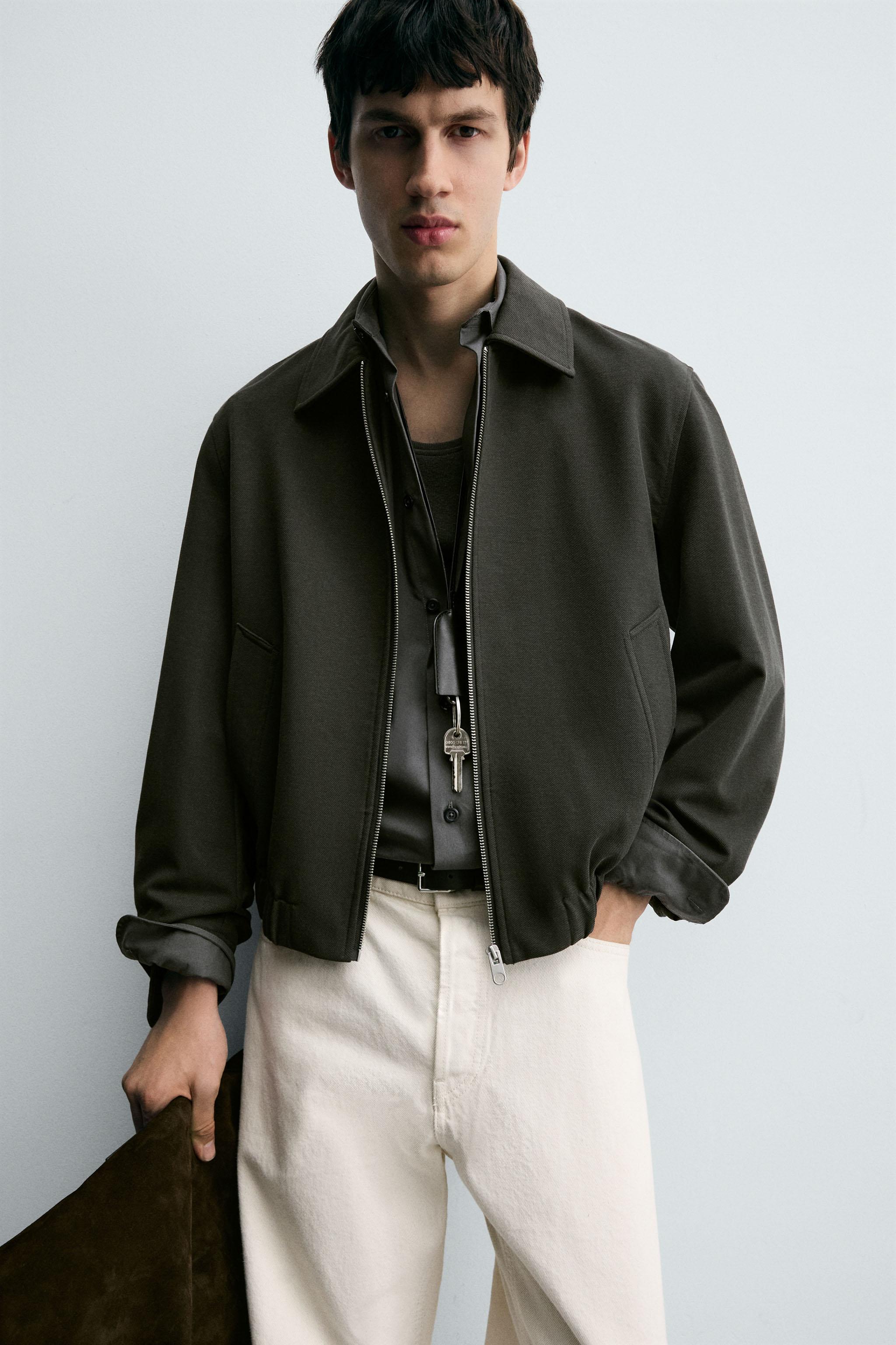 TEXTURED TWILL JACKET - Gray green | ZARA Canada