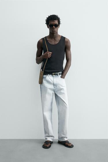 TANKTOP REGULAR FIT RIB - Zwart van Zara