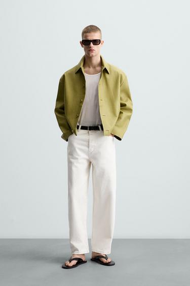 LEATHER OVERSHIRT - Pistachio by Zara - Image 0