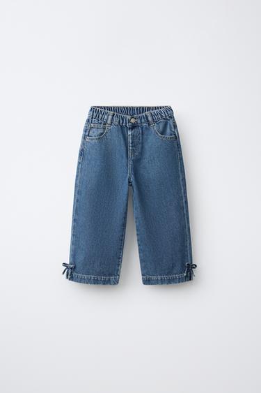 BOW DETAIL WIDE-LEG JEANS - Blue by Zara - Image 0