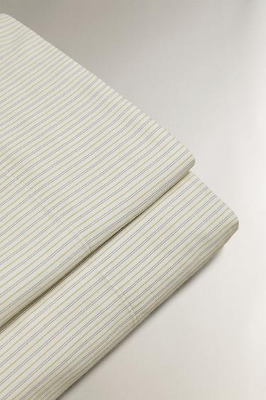 STRIPED SATEEN FLAT SHEET (300 THREAD COUNT) - Ecru by Zara - Image 3