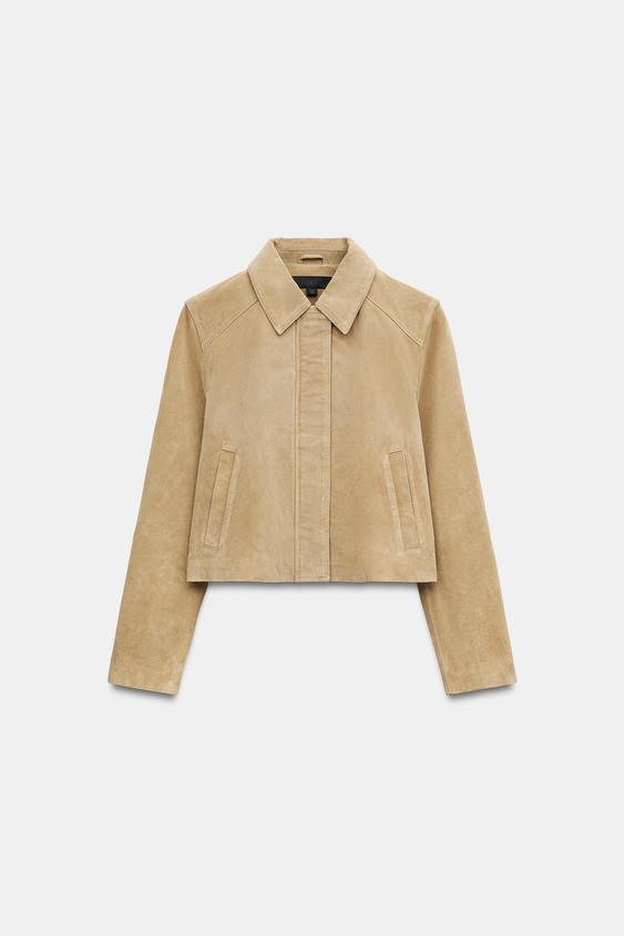 100% LEATHER JACKET WITH POCKETS - camel by Zara - Image 0