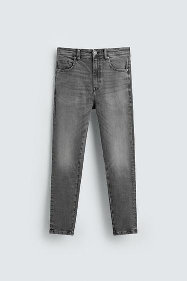 JEANS SKINNY CROPPED FIT - Cinzento da Zara